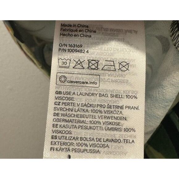 H&M Small Green Tropical Belted Kaftan Dress Birds Resort Parrot Vacation Travel - Picture 8 of 12